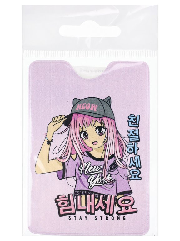 Обложка для проездного билета "Девочка из аниме" из ПВХ 7*9,5 см