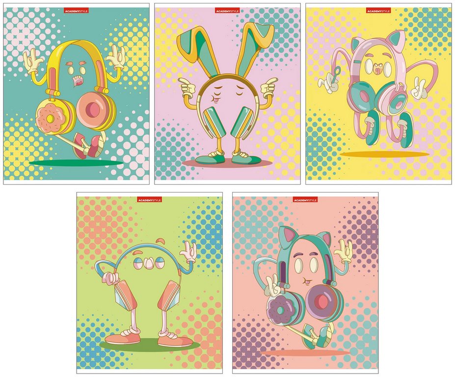 Тетрадь 48 лист кл. А5 на скрепке "Наушники"