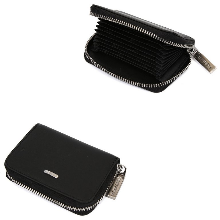 Визитница FABRETTI нат. кожа, 10,5х7х2 см, черный