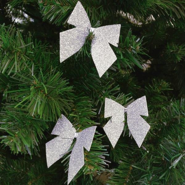 Бант серебро  6 шт, 6,5 см