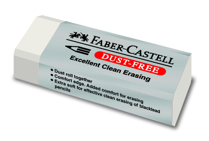 Ластик Faber-Castell DUST-FREE 62*22*12 мм в картонном футляре, белый
