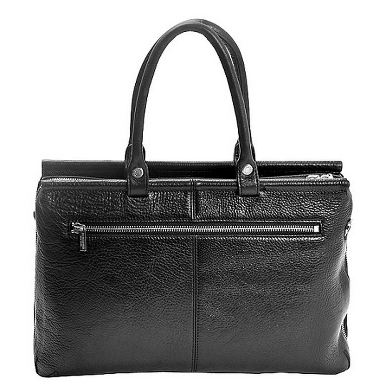 Сумка женская деловая Dr.Koffer 24*37*12 см, нат. кожа, две ручки, стразы, черная