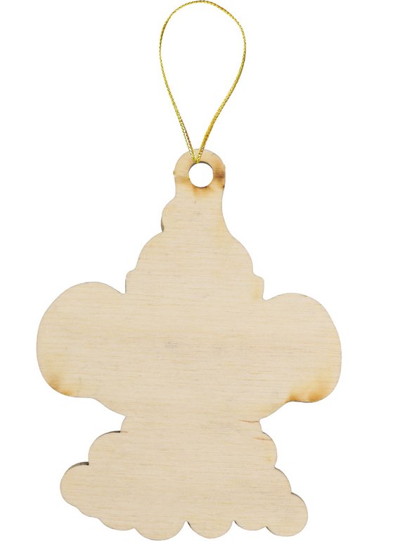 Украшение елочное из дерева "Чебурашка и апельсины" 9,3*13 см