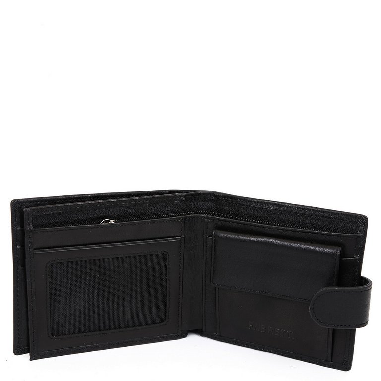 Портмоне FABRETTI мужское, нат.кожа, 12*10*3см, черный