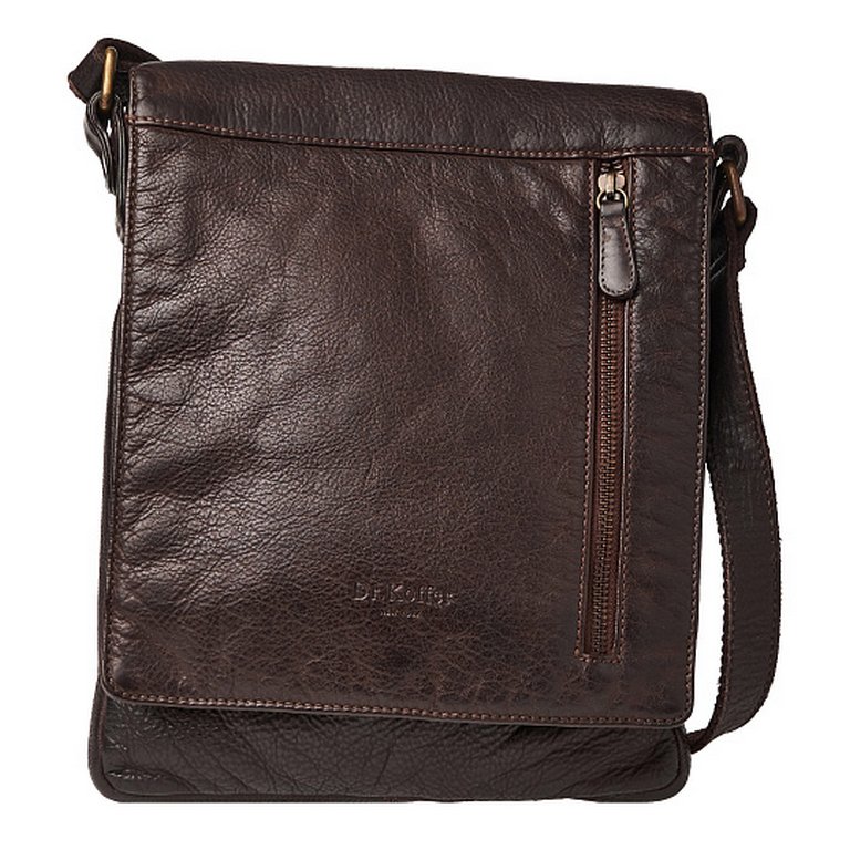 Сумка мужская Dr.Koffer 27*23*4см, нат. кожа, на плечевом ремне, коричневая