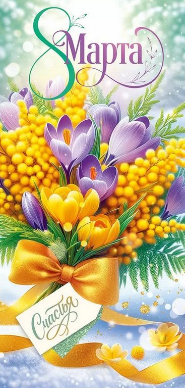 Открытка 8 Марта! евроформат без текста