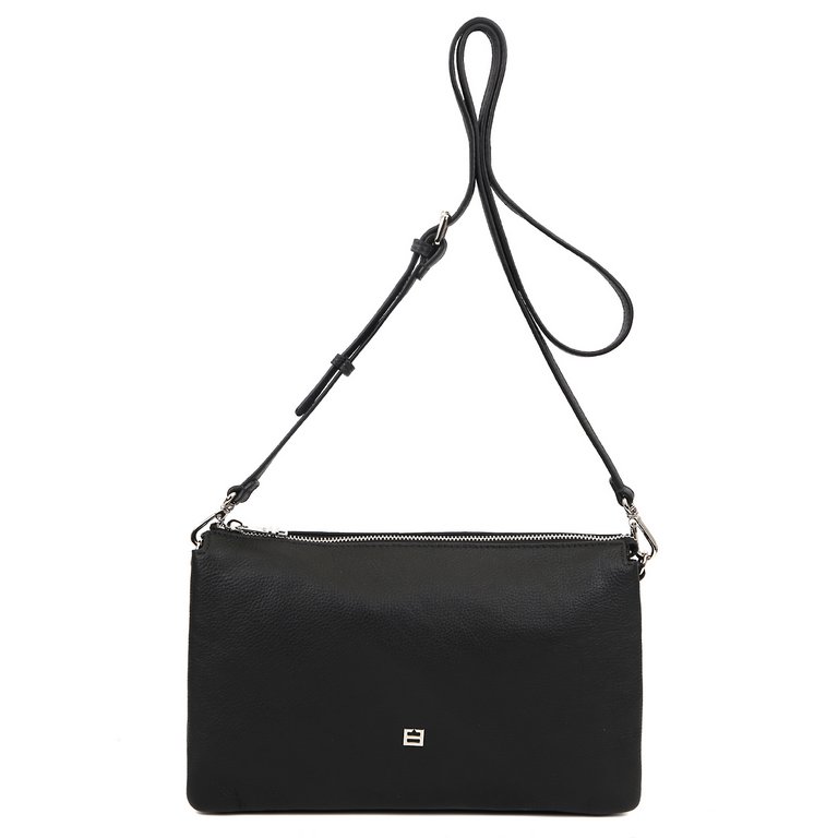 Сумка женская FABRETTI 30х18х11 см, нат. кожа, черный