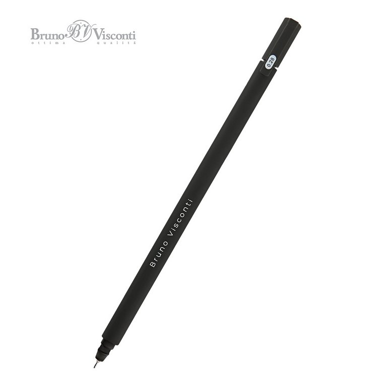 Ручка гелевая Bruno Visconti "SUPER SLIM. Black"  0,28мм черная (стерж.137мм, линия 0,2мм)