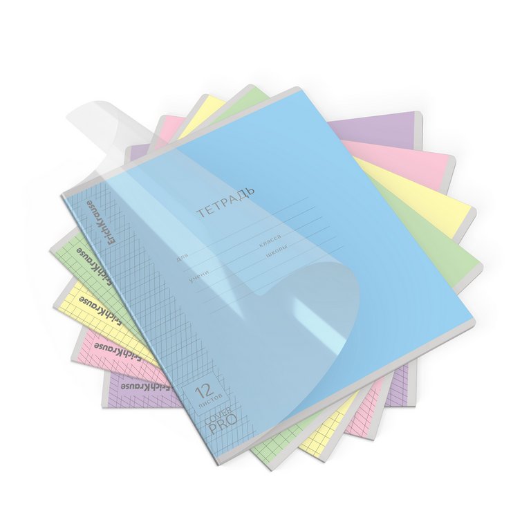 Тетрадь 12 лист лин. косая частая А5 "Классика CoverPrо" пластик. обложка, ассорти