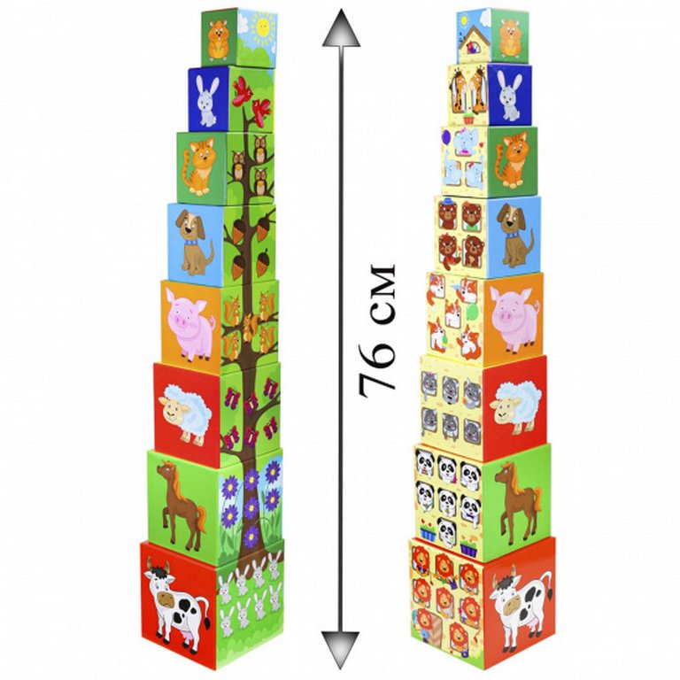 Игра развивающая Кубики-пирамидка "ВЕСЕЛЫЙ НЕБОСКРЕБ" BRIGHT KIDS