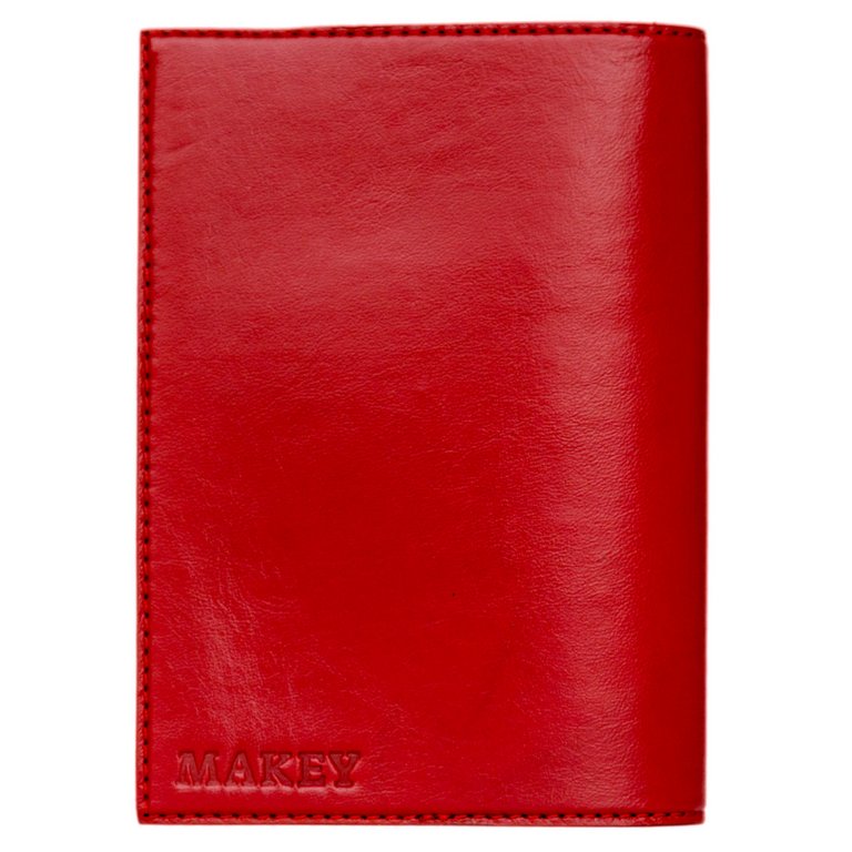 Обложка для паспорта Макей нат. кожа "Геометрия" цв. красный