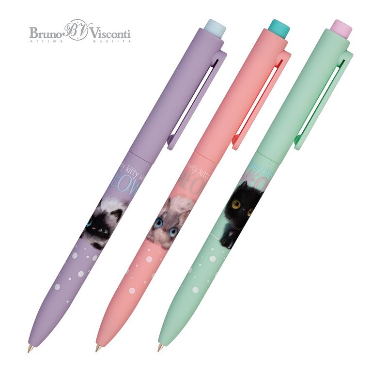 Ручка шариковая авт. с рис. Bruno Visconti FunClick "Kitty life"  0,7мм синяя (ст.116мм, лин.0,5)