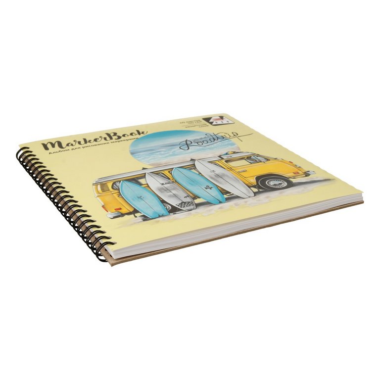 Скетчбук 195*195 мм, 40л. гребень "ОТПУСК У МОРЯ" белая маркерная бумага 110 г/м2