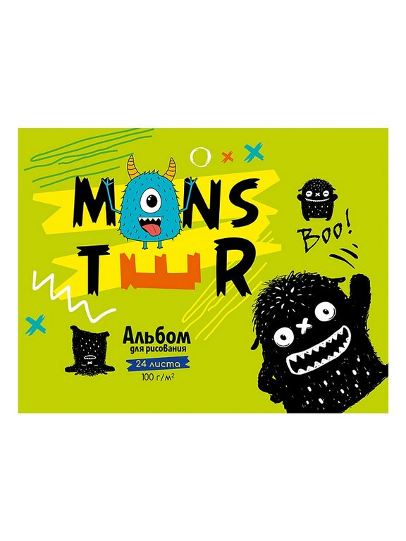 Альбом для рисования А5 24л. на скрепке "МОНСТРИКИ"