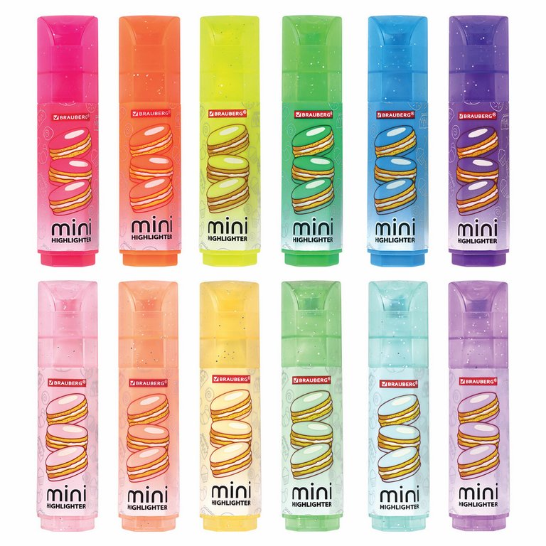 Набор текст-маркеров 12 шт  MINI BRAUBERG (6 неоновых, 6 пастельных)