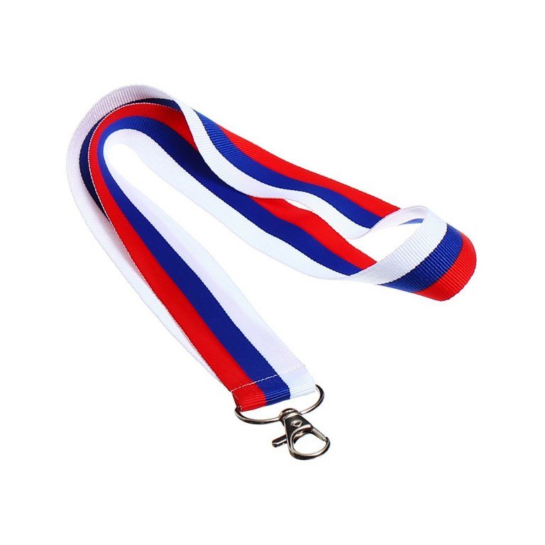 Шнур для бейджа триколор с карабином, длина 80см, ширина 2,4 см Calligrata