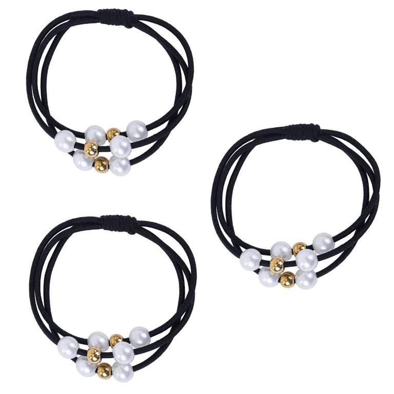 Резинки для волос в наборе 3 шт. с жемчужинами, черные 0,2*14см MONTE VITA