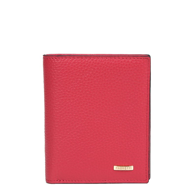 Портмоне FABRETTI женское, нат. кожа, 11*9*2,5 см, коралловый