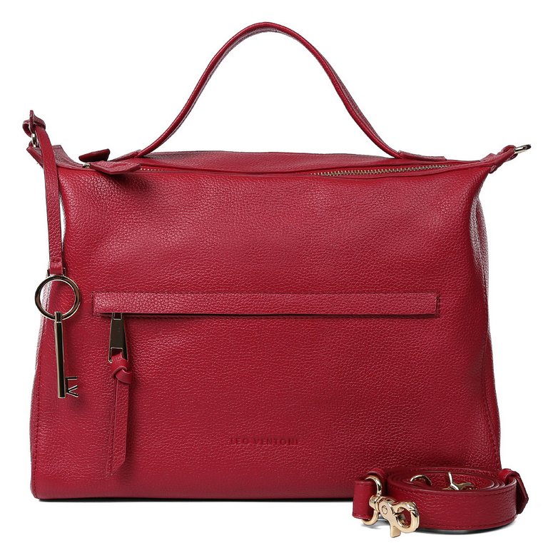 Сумка женская LEO VENTONI 34*24,5*12,5см, нат. кожа, красный