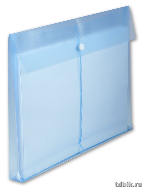 Папка-конверт на кнопке A4 пластик 0,18 мм, с расширением, ассорти Бюрократ