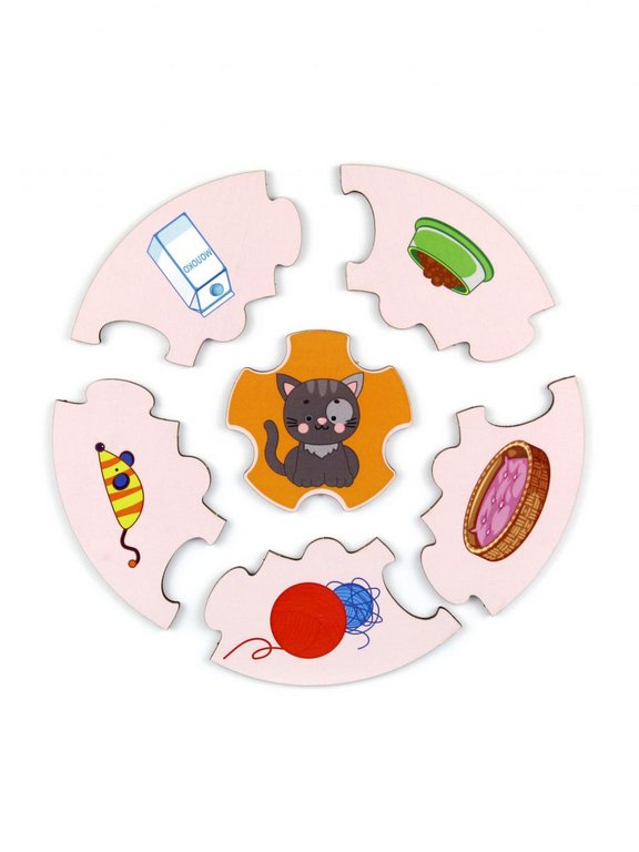 Пазлы деревянные  "Круглые. Домашние животные" WOODLENDTOYS