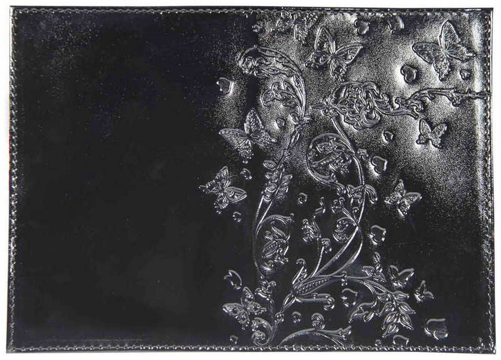 Обложка для паспорта, нат. кожа. лак  "Вдохновение" черный