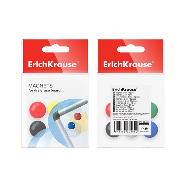 Магниты диаметр 20 мм (12шт/уп) цветные ErichKrause