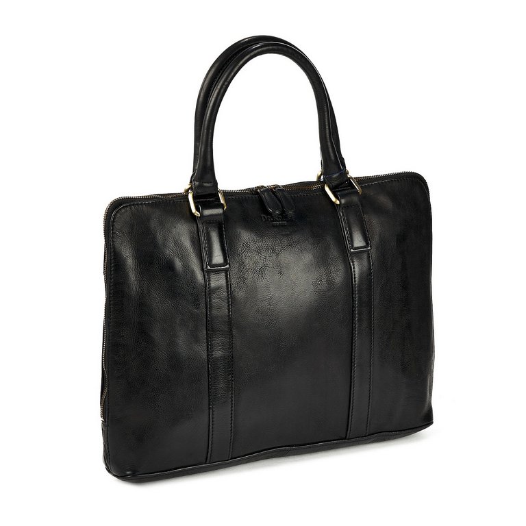 Сумка для документов Dr.Koffer 36*27*7см, нат. кожа, черная