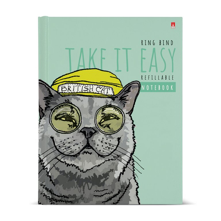 Тетрадь 80 лист кл. А5 на кольцах со сменным блоком "EASY LIFE. BRITISH CAT"
