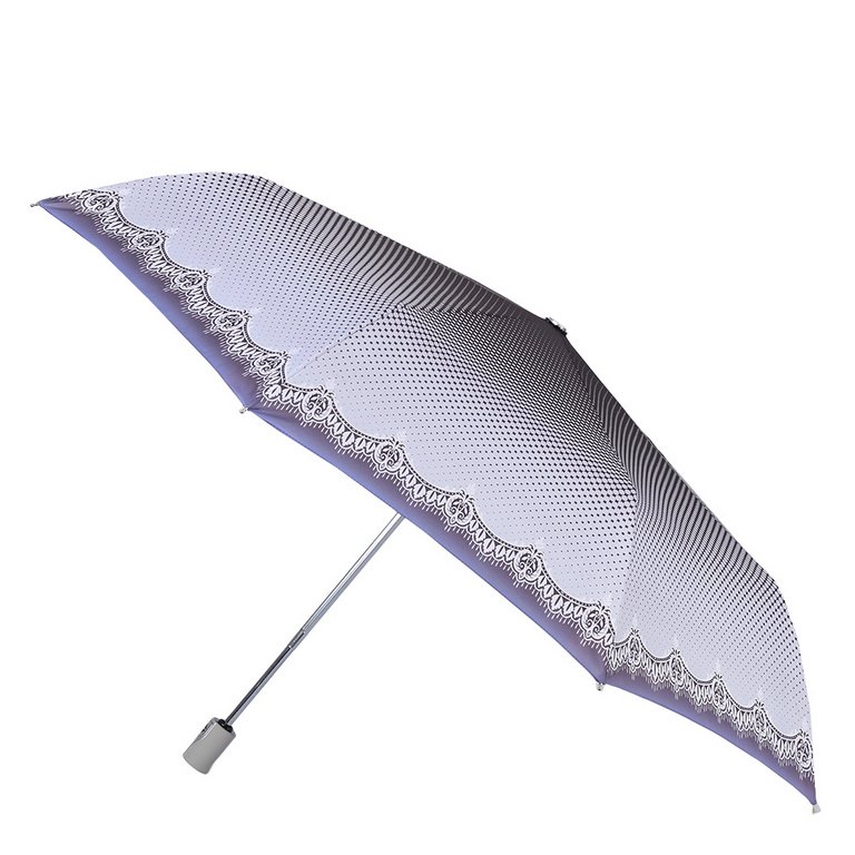 Зонт женский суперавтомат Fabretti, облегченный, 3 сложения, эпонж, голубой/серый