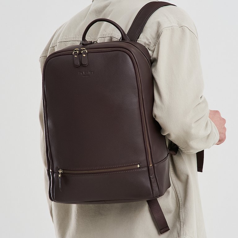 Рюкзак молодежный мужской  Dr.Koffer натуральная кожа 39*29*14см, темно-коричневый