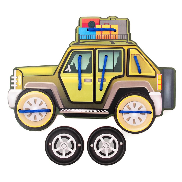 Игра развивающая Моторика Шнуровка "Машинка" 3+ (дерево) Сибирские Игрушки