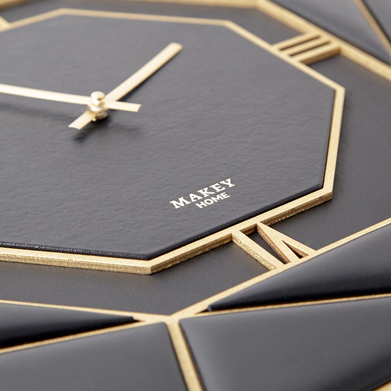 Часы настенные Макей "Deco" нат. кожа 42*42 см, цвет черный