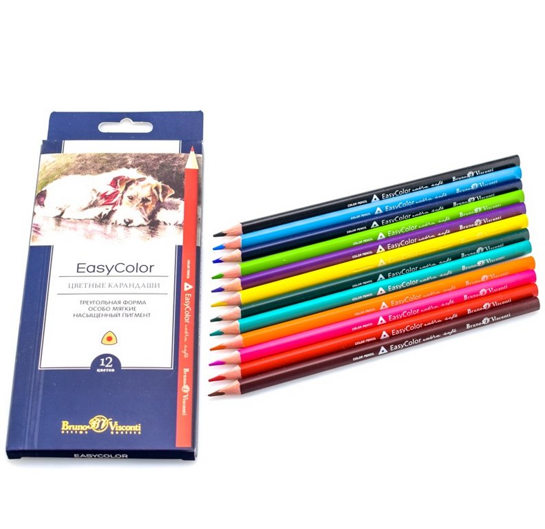 Набор карандашей  12 цв. трехгранные Bruno Visconti "EASYCOLOR"