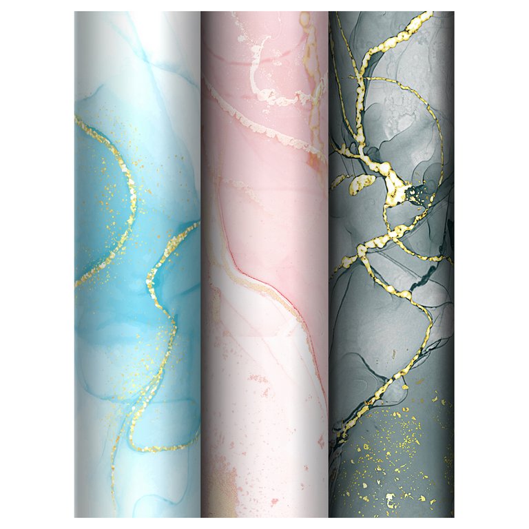 Бумага упаковочная 70*100см  в рулоне (ассорти) "Marble" MESHU