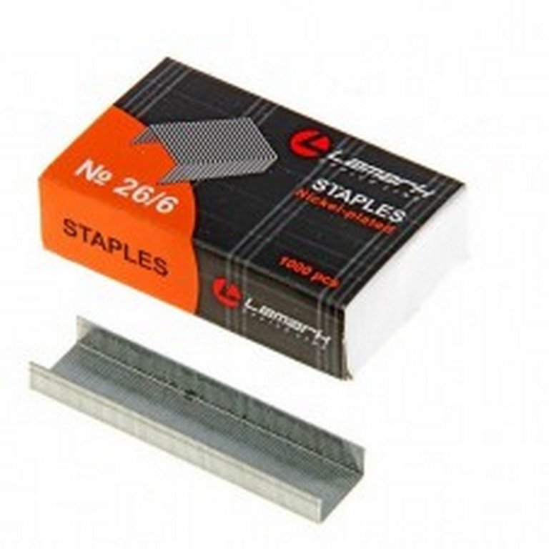 Скобы 26/6 Lamark 1000 шт/уп, оцинкованные, до 30 листов