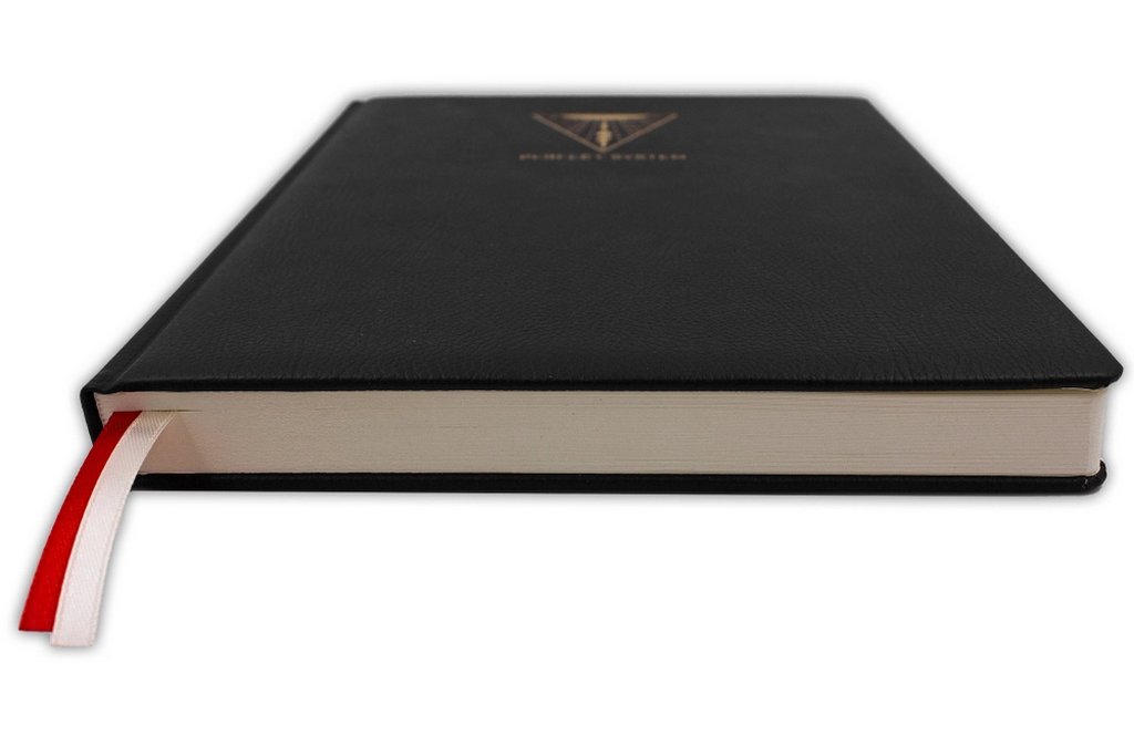 Тетрадь 128 лист кл. А4 тв.обложка тиснение фольгой, кожзам, 2 ляссе, PERFECT SYSTEM black