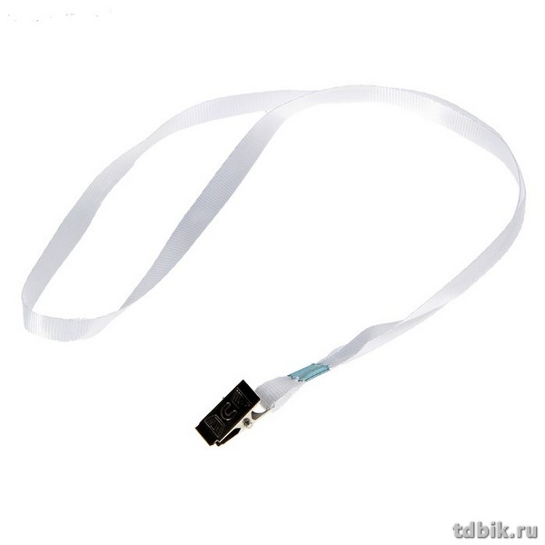 Шнур для бейджа белый/св.серый с метал. зажимом, длина 40см (80см), ширина 1см Calligrata