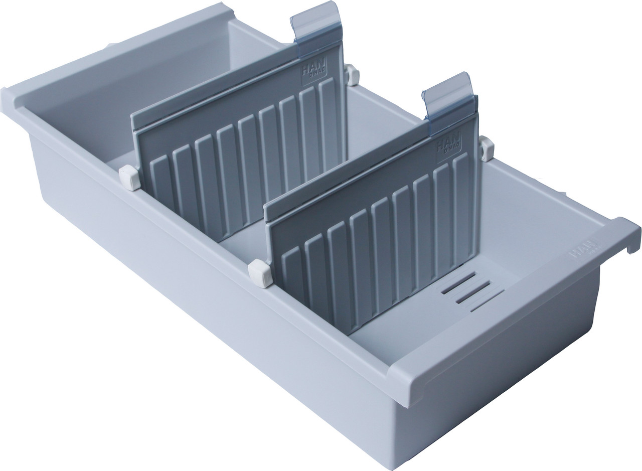 Картотека Han на 1300 карточек А6, 2 разделителя открытая, цвет серый