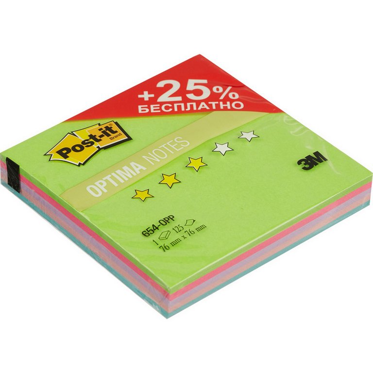 Бумага с клеевым краем  76*76 мм, 125 л, д/дисп. Z-сложения Post-it, лето плюс