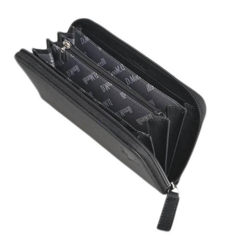 Портмоне D.Morelli женское "Black" на молнии, нат.кожа