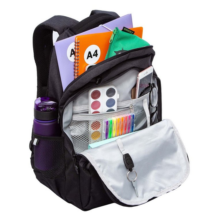 Рюкзак молодежный мужской Grizzly 45*32*23 см., тем. серый