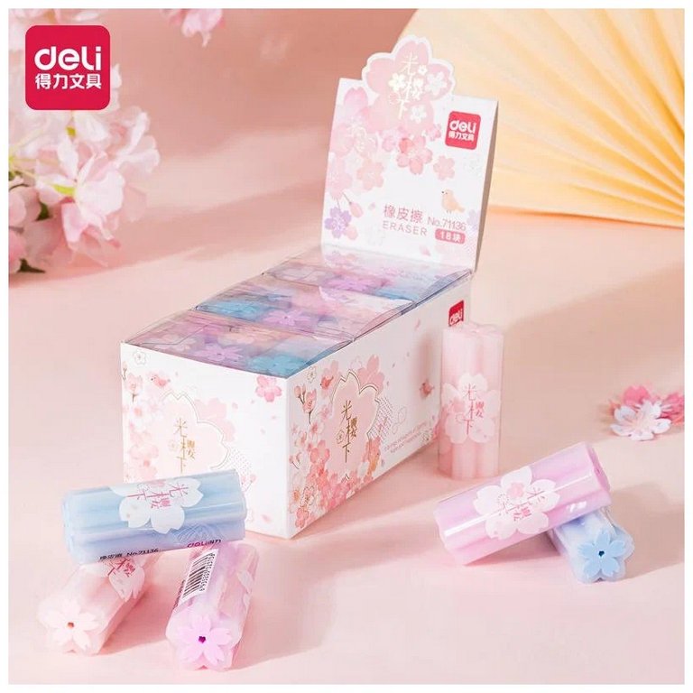 Ластик Deli 22х22х55мм ассорти