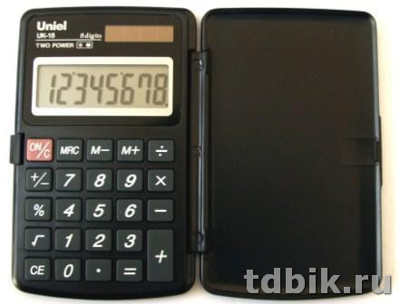 Калькулятор карм. Uniel UK-15К (8 разр., 2 питания 117*73*10мм), черный
