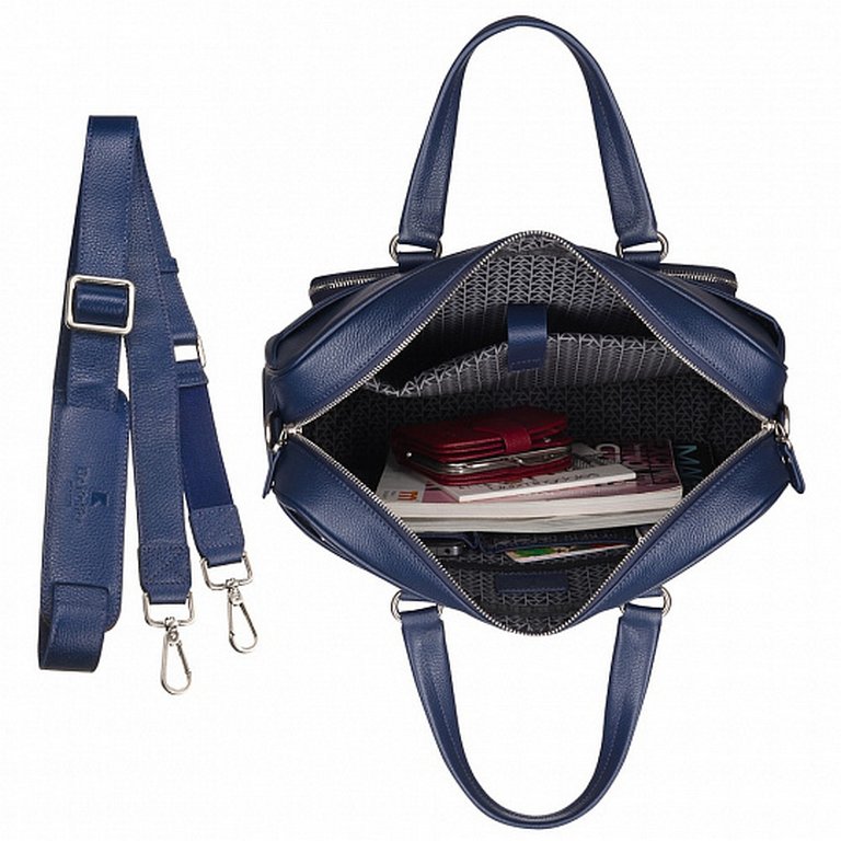 Сумка мужская Dr.Koffer 38*28*9 см, нат. кожа, на плечевом ремне, синяя