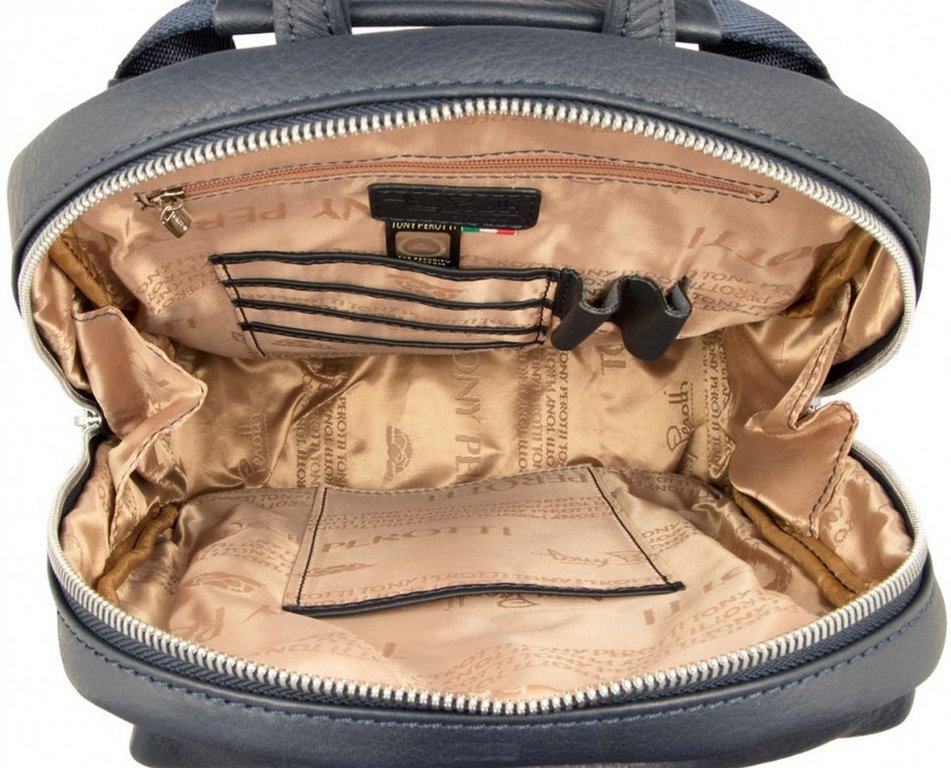 Рюкзак женский Tony Perotti 24*31*15 см, нат. кожа, синий