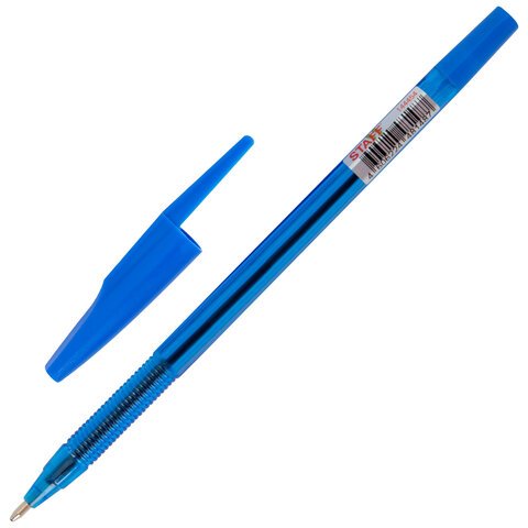 Ручка шариковая STAFF "Basic BP-66 Blue" 1 мм синяя (линия 0,5мм)