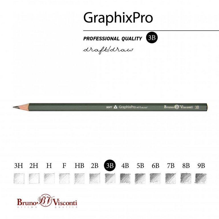 Карандаш ч/г  3В трехгранный Bruno Visconti "GraphixPro"
