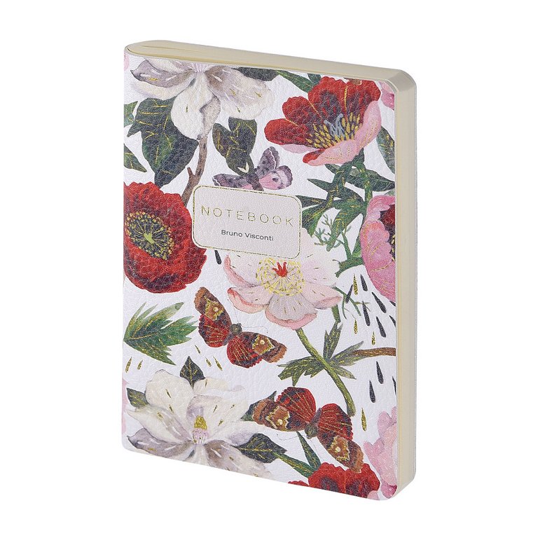 Бизнес-блокнот А6  60л., 105*148 мм, на сшивке Bruno Visconti кожзам "ПИОНЫ"