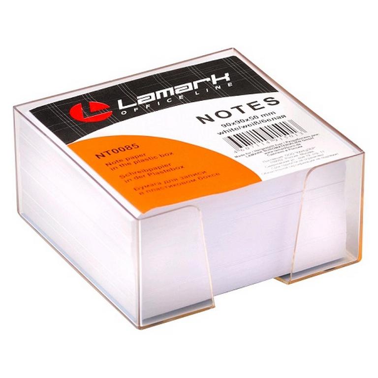Блок бумаги для записи в прозрачном боксе 9*9*5 см, бумага белая Lamark